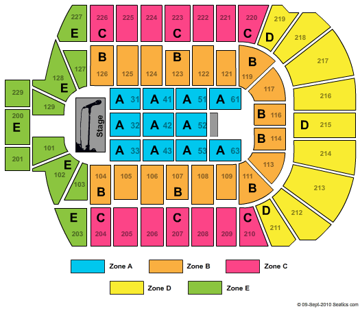 Blue Cross Arena End Stage Zone Seating Chart